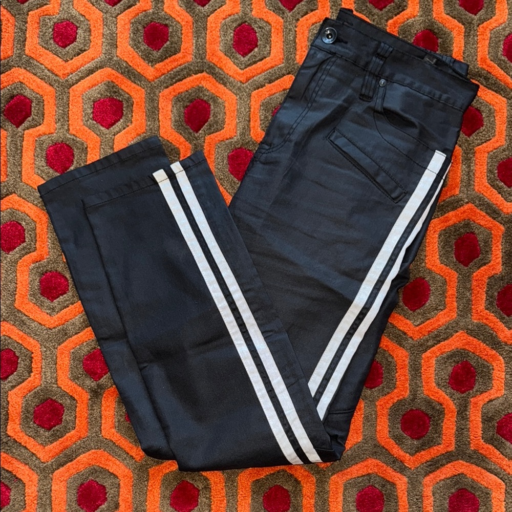 G by Guess Black and White Slim Jeans pants with Stylish Side Stripes Men's 34